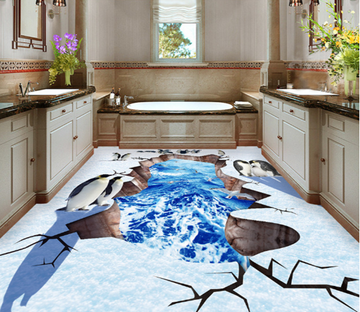 3D Penguin 250 Floor Mural Wallpaper AJ Wallpaper 2 