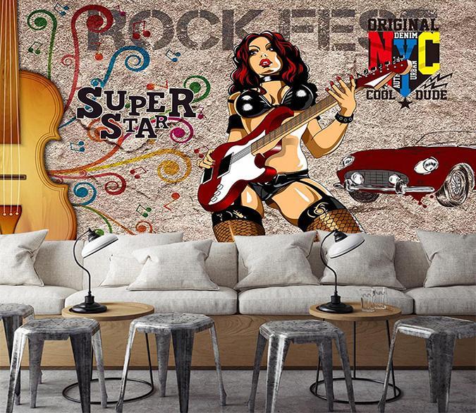 3D Woman Guitar 345 Wallpaper AJ Wallpaper 