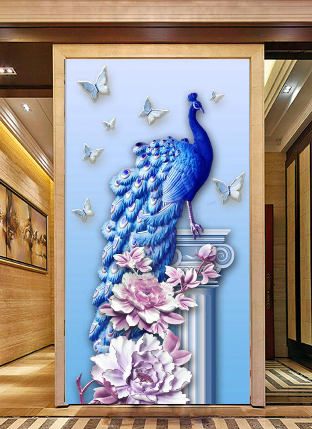 3D Blue Peacock WG079 Wall Murals