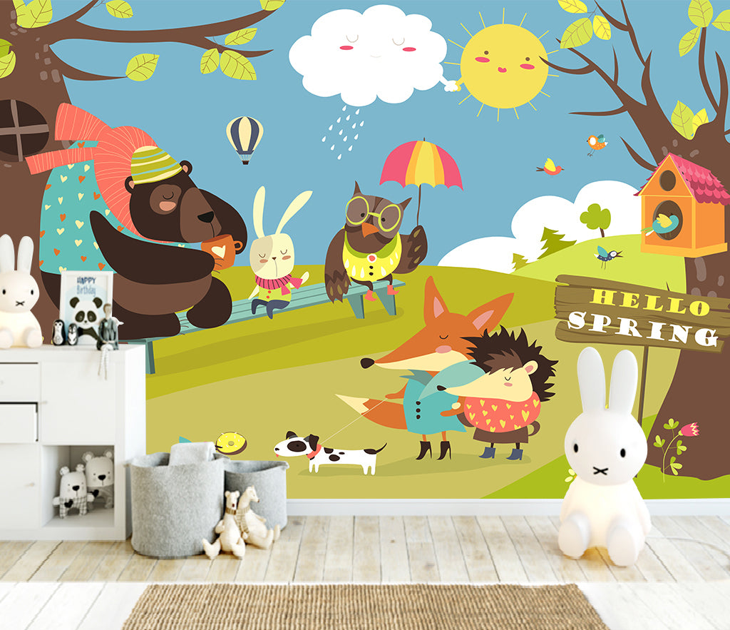 3D Rabbit Owl Bird WG458 Wall Murals