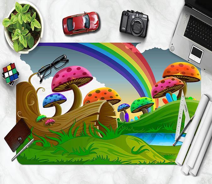 3D Rainbow Mushroom 020 Desk Mat Mat AJ Creativity Home 