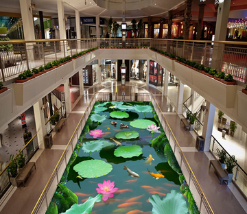 3D Lotus Pond 082 Floor Mural Wallpaper AJ Wallpaper 2 