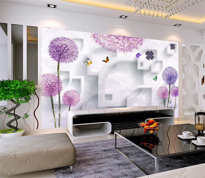 3D Dandelion Butterfly 095 Wallpaper AJ Wallpaper 