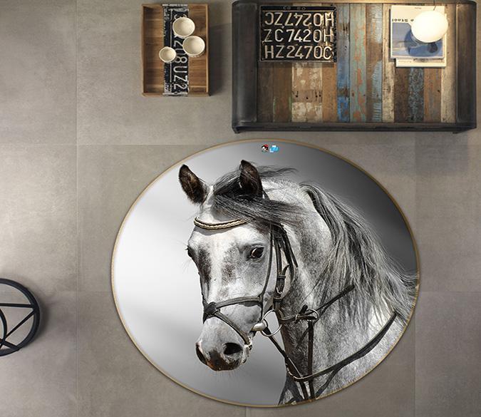 3D White Horse 244 Round Non Slip Rug Mat Mat AJ Creativity Home 