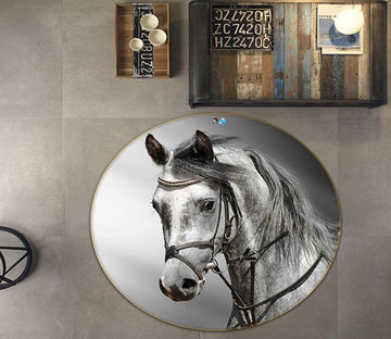 3D White Horse 244 Round Non Slip Rug Mat Mat AJ Creativity Home 