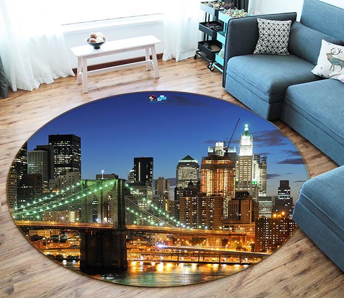 3D New York Bridge 056 Round Non Slip Rug Mat Mat AJ Creativity Home 