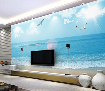 3D Beach Seabirds 002 Wallpaper AJ Wallpaper 