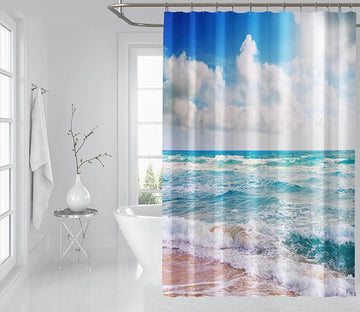 3D Sunny Beach 123 Shower Curtain 3D Shower Curtain AJ Creativity Home 
