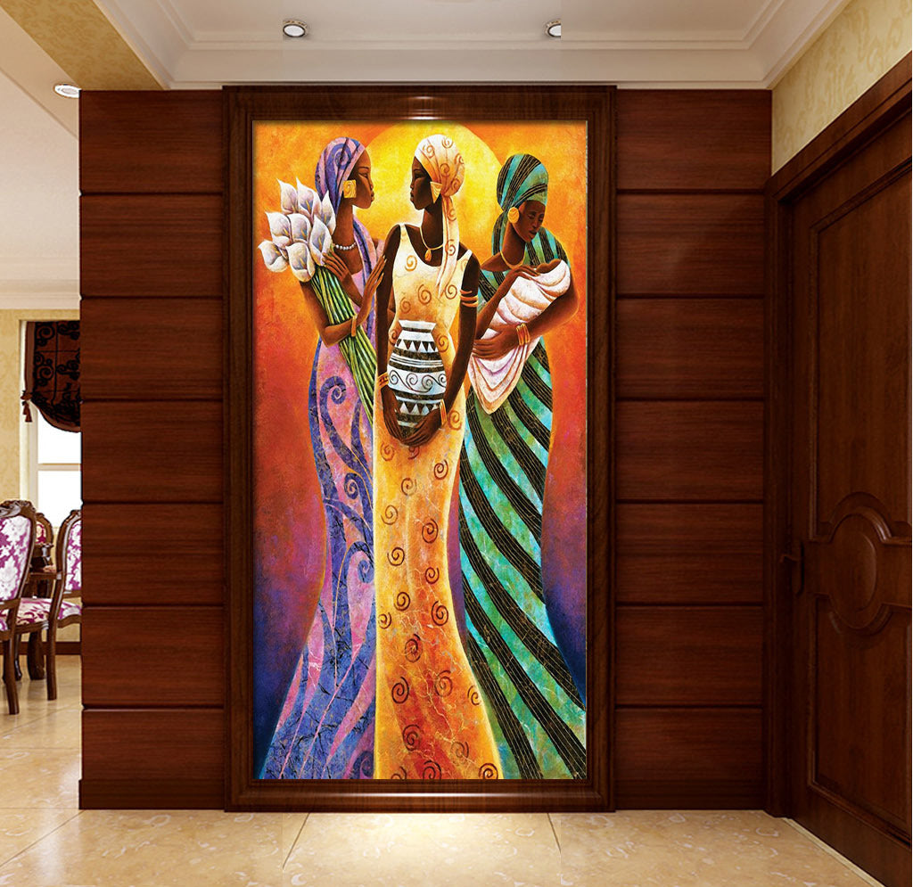 3D Girl Lily Flower WG117 Wall Murals