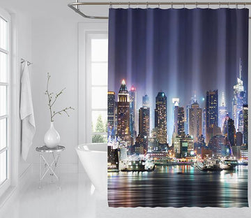 3D City Night Scene 117 Shower Curtain 3D Shower Curtain AJ Creativity Home 