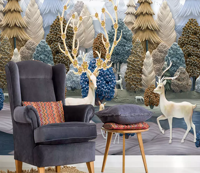 3D Woods White Deer 294 Wallpaper AJ Wallpaper 2 