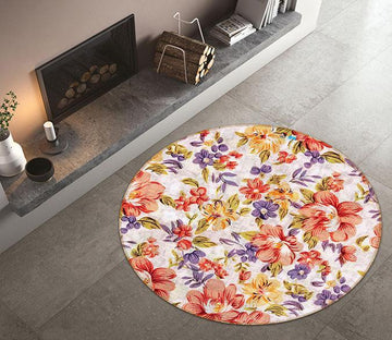 3D Flower Pattern Group 243 Round Non Slip Rug Mat Mat AJ Creativity Home 