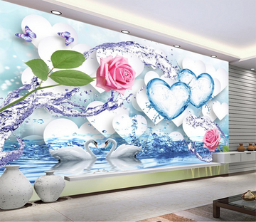 3D Love Swan 247 Wallpaper AJ Wallpaper 