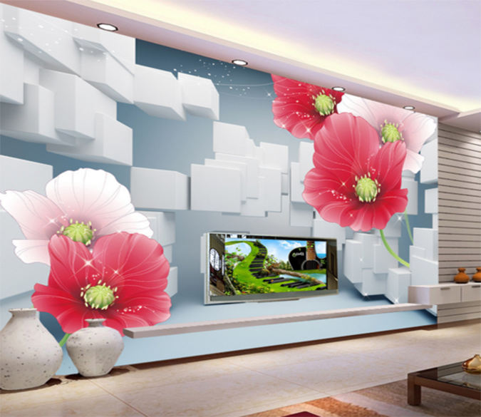 3D Square Flower 157 Wallpaper AJ Wallpaper 