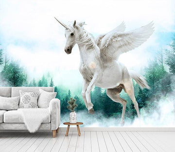 3D Woods Flying Unicorn 261 Wallpaper AJ Wallpaper 