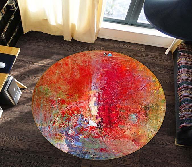 3D Red Oil Painting 048 Round Non Slip Rug Mat Mat AJ Creativity Home 