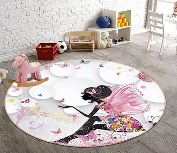 3D Wing Butterfly 325 Round Non Slip Rug Mat Mat AJ Creativity Home 
