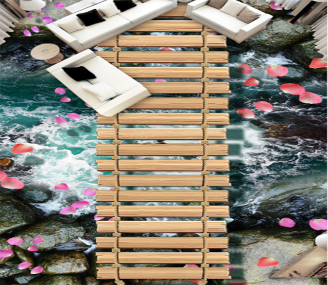 3D Small Wooden Bridge 068 Floor Mural Wallpaper AJ Wallpaper 2 