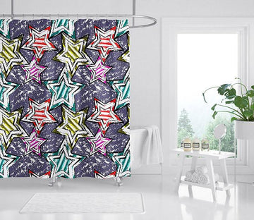 3D Color Pentagram 104 Shower Curtain 3D Shower Curtain AJ Creativity Home 