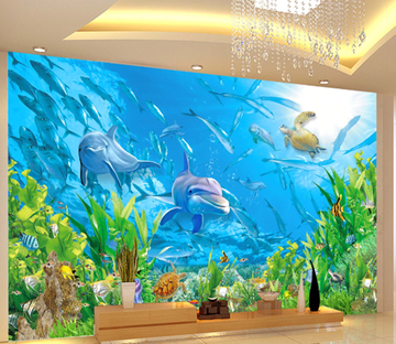 3D Dolphin School 176 Wallpaper AJ Wallpaper 