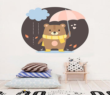 3D Brown Bear Umbrella 239 Wall Stickers Wallpaper AJ Wallpaper 