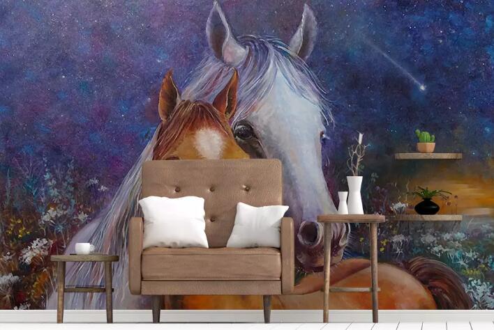 3D White Horse WG1086 Wall Murals