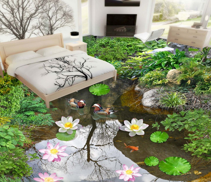 3D Mandarin Duck 113 Floor Mural Wallpaper AJ Wallpaper 2 