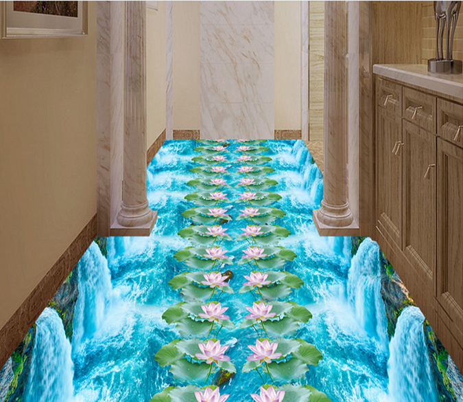 3D Beautiful Lotus 170 Floor Mural Wallpaper AJ Wallpaper 2 