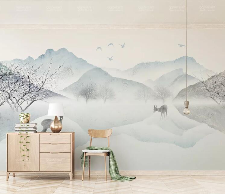 3D Mountain Deer WG695 Wall Murals