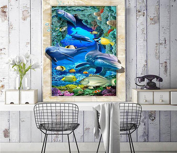 3D Seawater Dolphins 003 Wallpaper AJ Wallpaper 