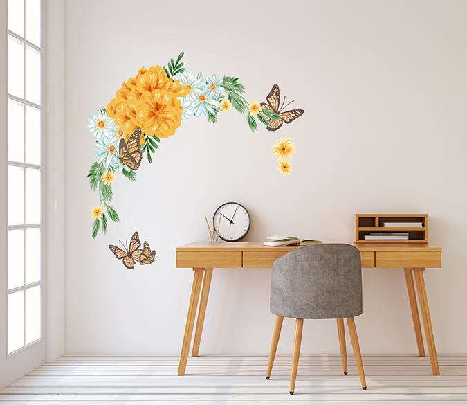 3D Doodle Flower Butterfly 150 Wall Stickers Wallpaper AJ Wallpaper 