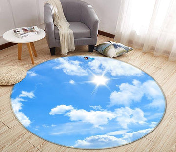 3D Sunlight White Clouds 084 Round Non Slip Rug Mat Mat AJ Creativity Home 