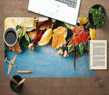3D Yellow Leaves 036 Desk Mat Mat AJ Creativity Home 