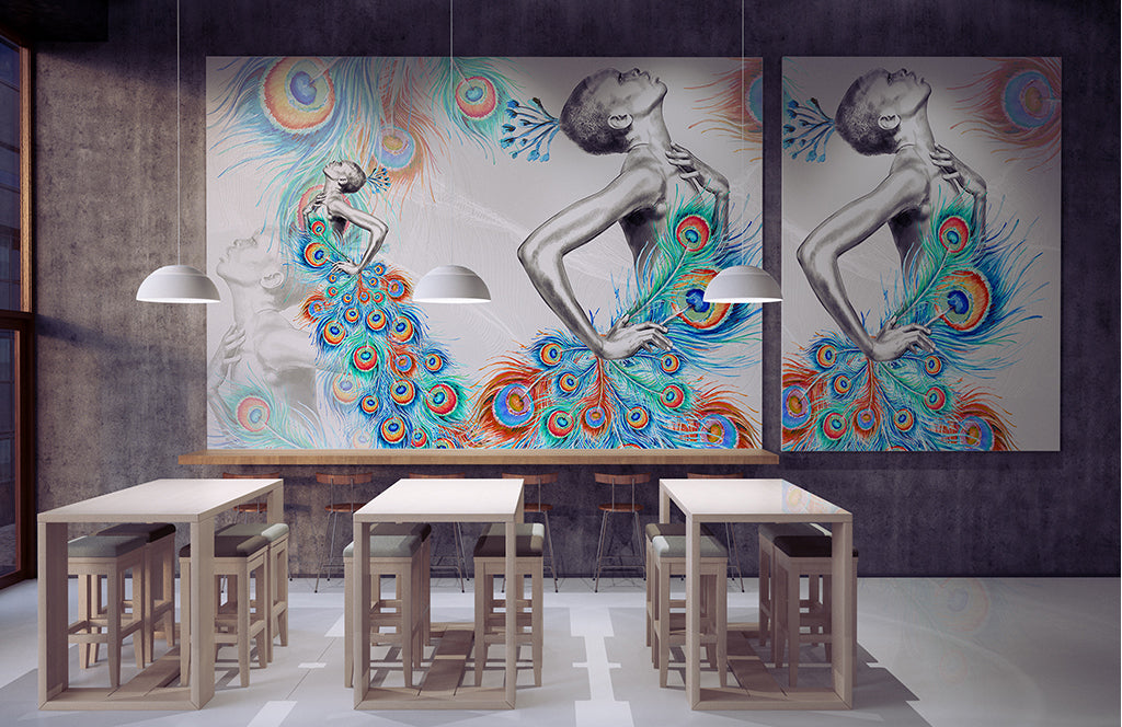 3D Peacock Dress WG270 Wall Murals