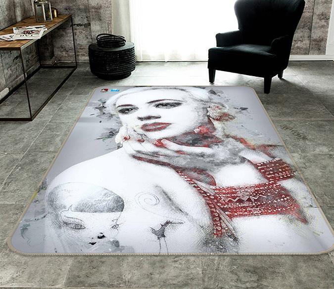 3D Hand Drawn Woman 055 Non Slip Rug Mat Mat AJ Creativity Home 