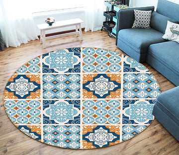 3D Blue Pattern 276 Round Non Slip Rug Mat Mat AJ Creativity Home 