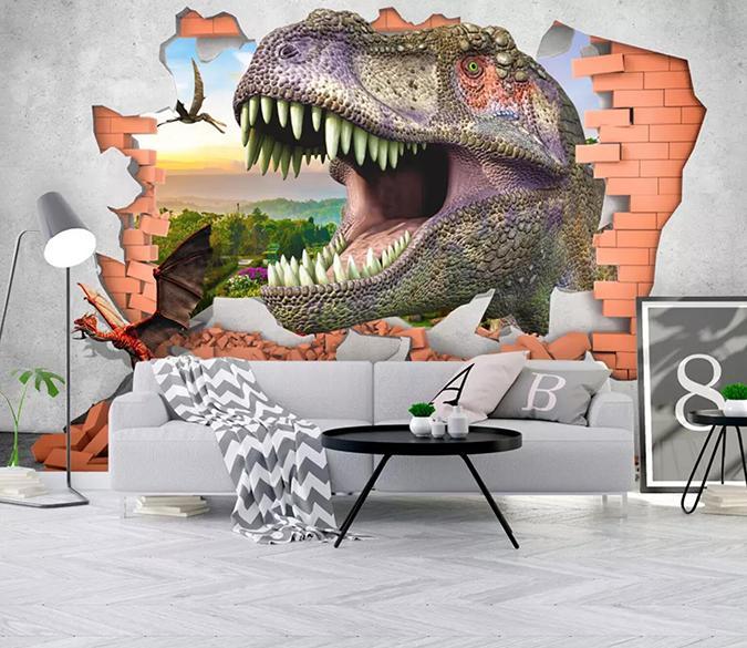3D Wall Dinosaur Head 253 Wallpaper AJ Wallpaper 