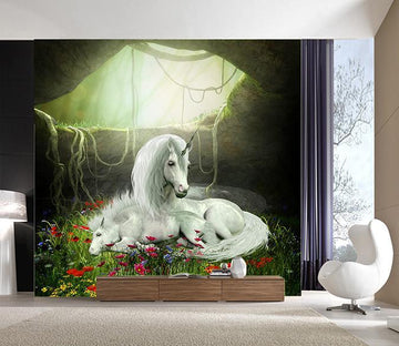 3D Tree Hole Unicorn 025 Wallpaper AJ Wallpaper 