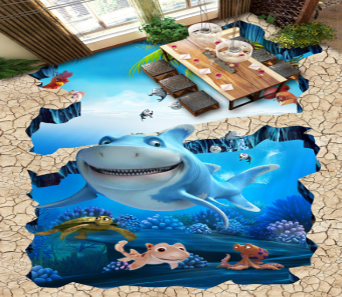 3D Smiling Shark 290 Floor Mural Wallpaper AJ Wallpaper 2 