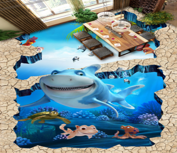 3D Smiling Shark 290 Floor Mural Wallpaper AJ Wallpaper 2 