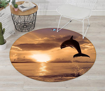 3D Beach Jump 066 Round Non Slip Rug Mat Mat AJ Creativity Home 