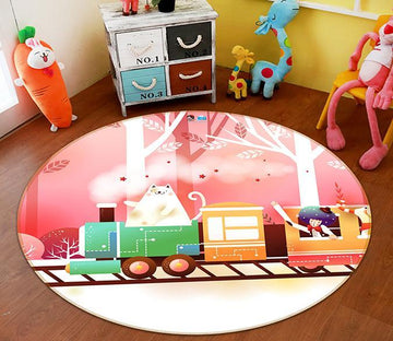 3D Cartoon Train 002 Round Non Slip Rug Mat Mat AJ Creativity Home 