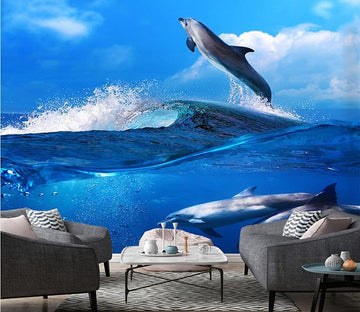 3D Dolphin Jumping Wave 107 Wallpaper AJ Wallpaper 