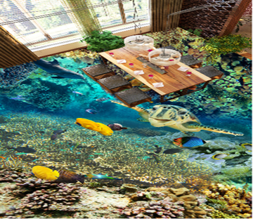 3D Blue Sea 033 Floor Mural Wallpaper AJ Wallpaper 2 