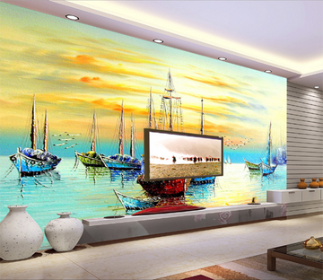 3D Evening Boat 483 Wallpaper AJ Wallpaper 