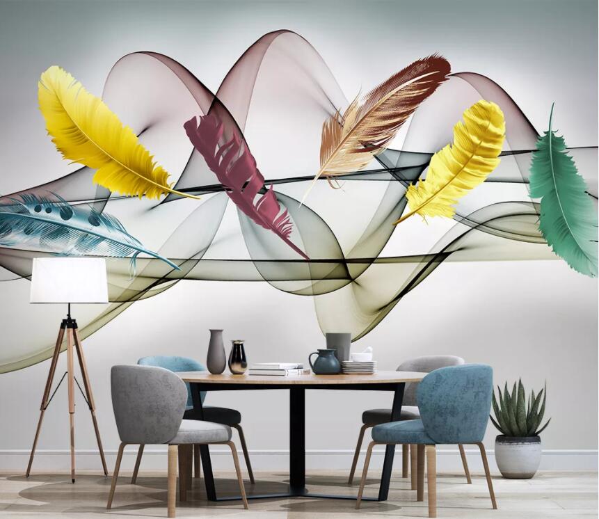 3D Color Feather Art WC2626 Wall Murals