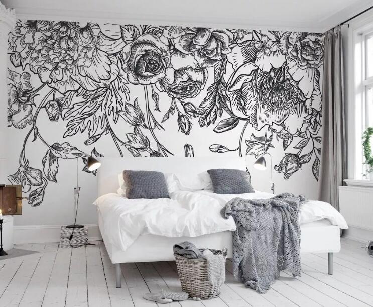 3D Gray Flowers WG10 Wall Murals Wallpaper AJ Wallpaper 2 
