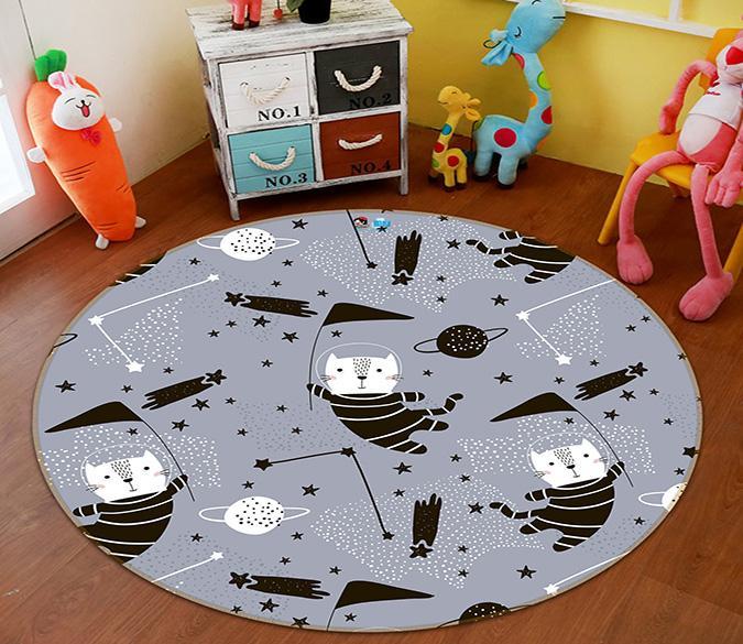 3D Cute Cat 309 Round Non Slip Rug Mat Mat AJ Creativity Home 