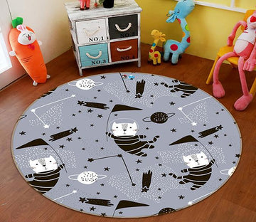3D Cute Cat 309 Round Non Slip Rug Mat Mat AJ Creativity Home 