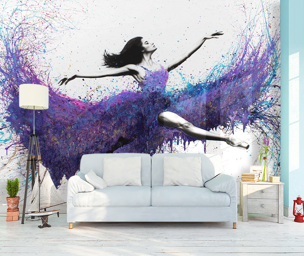 3D Purple Ballet WG198 Wall Murals